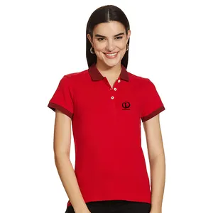 स्लिम फिट लड़कियों पोलो शर्ट कार्बनिक कपास कस्टम मेड लाल रंग महिलाओं के लिए रिक्त प्रशिक्षण गोल्फ पहनने