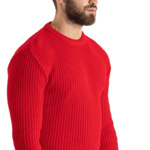 Meilleurs hommes col rond solide couleur rouge respirant tricoté hiver chaud pulls à manches longues - Product Image 4