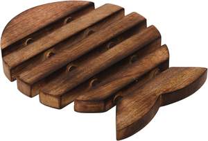 10 pouces en bois dessous de plat forme de poisson pour plats chauds casserole théière porte-pots moderne maison ferme cuisine comptoir décor - Product Image 2