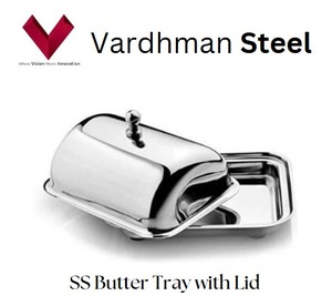 Plato de mantequilla de acero inoxidable al por mayor de calidad superior con tapa, bandeja de mantequilla de acero con tapa, bandeja de almacenamiento de mantequilla con tapa - Product Image 5