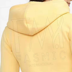 Pulls à capuche courts pour femmes en molleton 100% coton, teinture unie, couleur et logo personnalisés, fermeture éclair sur le devant - Product Image 6