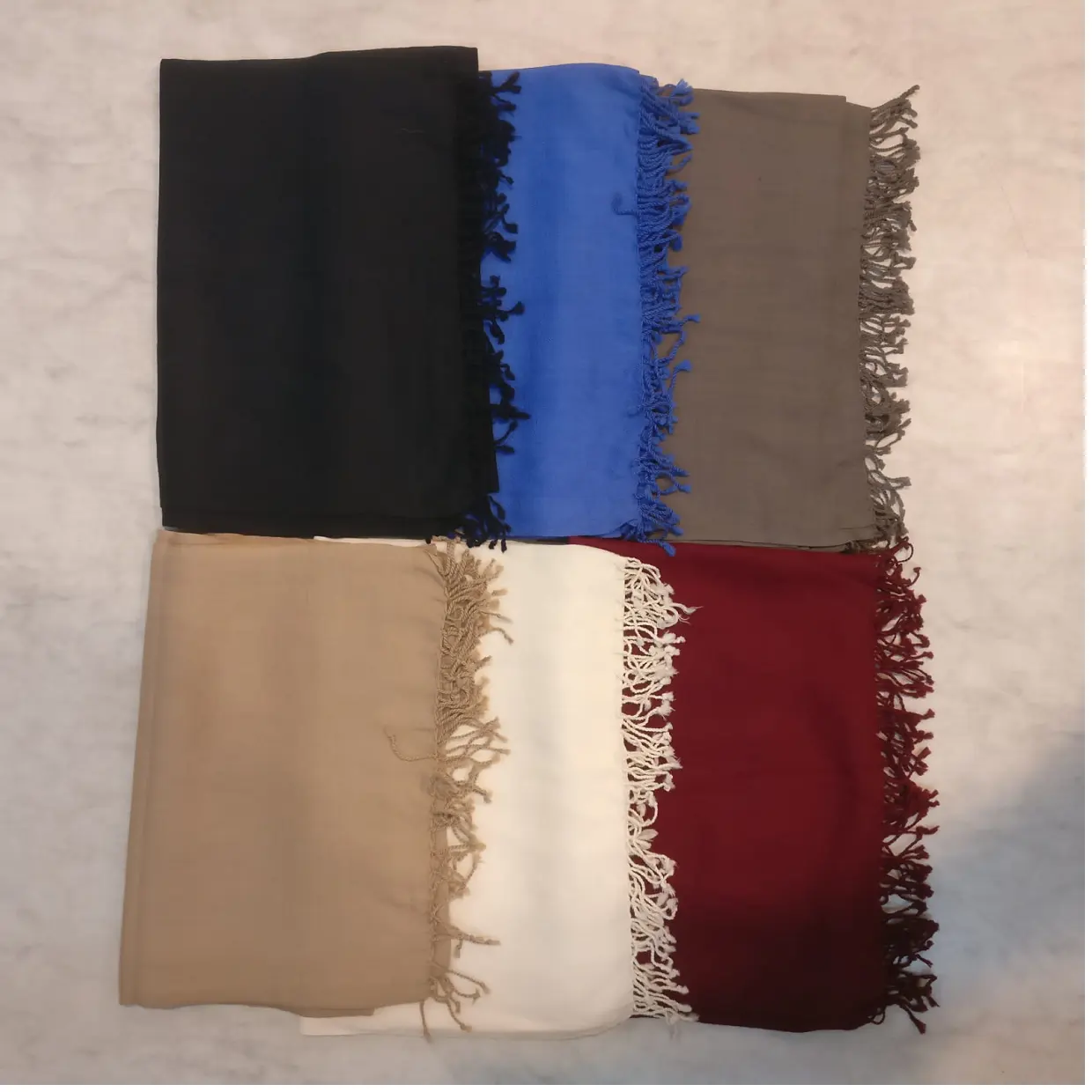 custom made wool shawls in size 70*200 CM available in an assortment of colors for resale suitable for dyeing