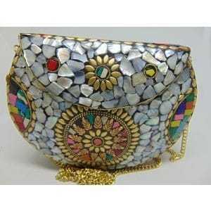 Nácar con MOP de metal Bolso de mano Trabajo de piedra Señoras Artículos de fiesta Bolsos Fiesta de noche Evento Noche de moda - Product Image 5