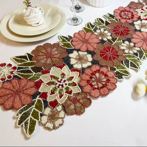 Chemin de table perlé décoratif moderne fait à la main avec broderie et perles de verre écologique personnalisable pour la maison et l'hôtel - Product Image 1