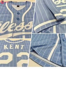 Personnalisé Vert-Blanc Authentique Pinstripe Baseball Jersey Offre Spéciale En Gros Imprimé Baseball Jersey - Product Image 3