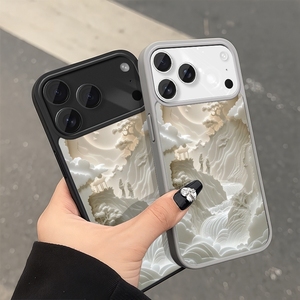 New Arrival Shanshui Magnetic Sublimation Blank Phone Case for 17 Pro Max Soft TPU White Flower <b>Cartoon</b> Design Unisex - Product Image 3