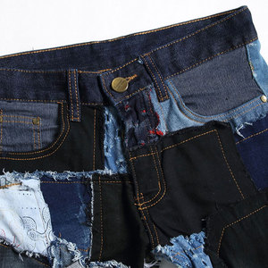 Pantalon en jean patchwork surdimensionné avec baggy pour les tenues streetwear hip hop pantalon en jean patchwork décontracté - Product Image 3