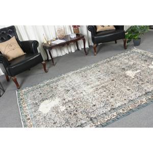 พรมตุรกีวินเทจสีเบจสีฟ้า5.3x8.6ฟุตคลาสสิกขนาดใหญ่ผ้าขนสัตว์ผ้าขนสัตว์สี่เหลี่ยมเย็บปะติดปะต่อกันสำหรับห้องโถงห้องพรม - Product Image 2