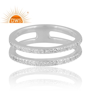 Unique Design Sterling <b>Silver</b> Palladium <b>Plated</b> Natural White Topaz Gemstone Ring Custom Jewelry For Women Gift For Her - Product Image 3