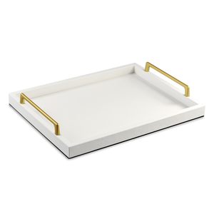 Bandeja de madera blanca brillante personalizada, con asas de Metal, venta al por mayor - Product Image 4