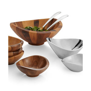 Elegante juego de cuencos para servir ensaladas con acabado natural, ideal para vajilla elegante, comedor en casa y utensilios de cocina para uso diario - Product Image 3