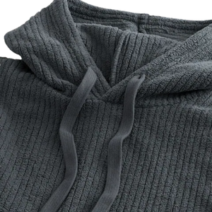 Sweat à capuche côtelé pour homme TOP, en coton mélangé, chaud, décontracté, uni, à manches longues, streetwear, texturé, personnalisé - Product Image 6