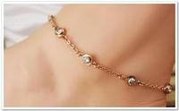 Chaîne de cheville unisexe en argent plaqué or 925, or rose, avec strass en cristal, pour une touche scintillante à chaque pas, idéale pour les fêtes