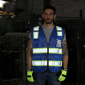 เสื้อกั๊กนิรภัยด้านหน้ามีซิปสะท้อนแสงเสื้อกั๊กสำหรับนักสำรวจขั้นพื้นฐานมีโลโก้ออกแบบได้ตามที่ต้องการ - Product Image 6