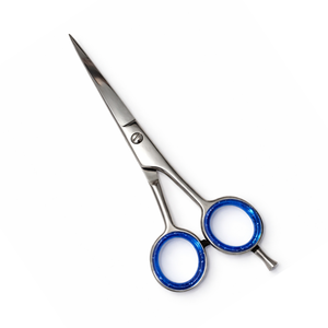 กรรไกรตัดผมมืออาชีพ ปลายคมกริบ ทำจากสแตนเลส สำหรับคนถนัดขวา พร้อมห่วงนิ้วสีน้ำเงิน สำหรับใช้ในร้านเสริมสวย - Product Image 1