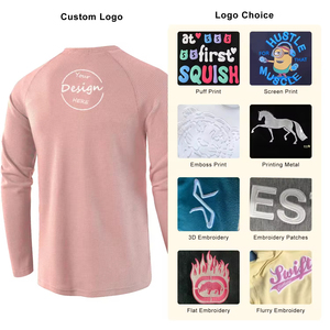 Custom Embroidered Waffle Knit <b>Henley</b> Shirt for Men | Long Sleeve Crewneck Thermal T-Shirt | Plain Blank for Logo Wholesale - Product Image 2