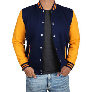 Chaqueta de bombardero con parches de logotipo personalizado, chaqueta universitaria de manga de cuero Bomber de hip hop informal vintage Letternan - Product Image 2