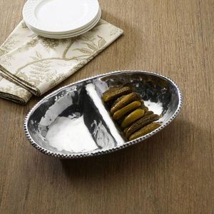 Plateau de service en aluminium de vente chaude avec plateau de collation côtière au design de feuille avec bol de trempette pour la décoration intérieure et les fêtes - Product Image 6