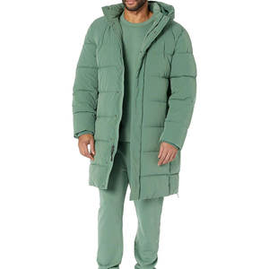 Chaqueta acolchada larga personalizada para hombre con acolchado, abrigo con cremallera y capucha para uso diario en invierno al aire libre - Product Image 1