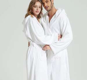 Tùy Chỉnh Thêu Logo 100% Cotton Terry Vải Áo Choàng Tắm Sang Trọng Khăn Choàng Cổ Áo Khách Sạn Spa Áo Choàng Tắm - Product Image 1