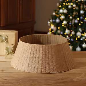 Collar/Falda para Árbol de Navidad de Pasto Marino Tejido Natural, Collar para Árbol para las Fiestas Navideñas, Decoración y Accesorios para Árboles de Navidad - Product Image 1