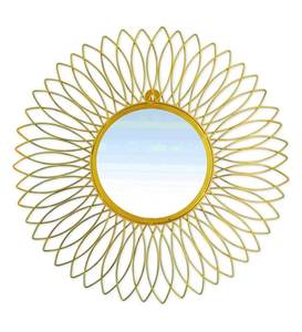 Marco de espejo moderno de lujo con acabado chapado en oro, marco redondo de hoja de Metal, espejo montado en la pared, decoración del hogar - Product Image 6