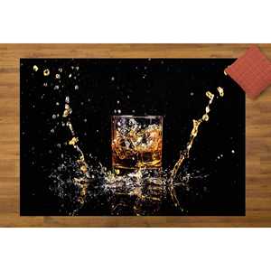 Tapis imprimé avec motif de verre à whisky - Décoration moderne pour cuisine et bar, tapis en chenille - Product Image 2