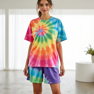 Ensembles de t-shirts et shorts imprimés solides pour femmes pour Jogging Fitness Running-Respirant Séchage rapide Coton Polyester Impression numérique - Product Image 5