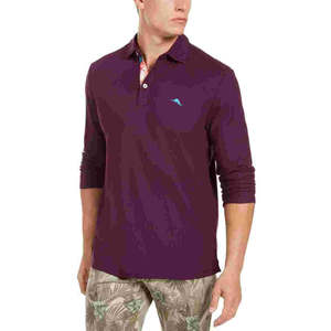 Polo a maniche lunghe da uomo Tommy Bahama in tessuto a maglia traspirante viola con motivo compresso e stampato, taglie dalla XL alla Small - Product Image 1
