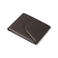 Desainer Logo Kustom Berkualitas Premium Kulit Asli Dompet Pendek Bisnis Pria Dekorasi Bordir Anti RFID Tahan Lama MOQ Rendah