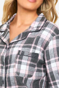 Conjunto de pijama a cuadros para mujer, manga larga, con botones en la parte delantera, ropa de dormir suave y cómoda, conjunto de dos piezas para dormir y estar en casa. - Product Image 3