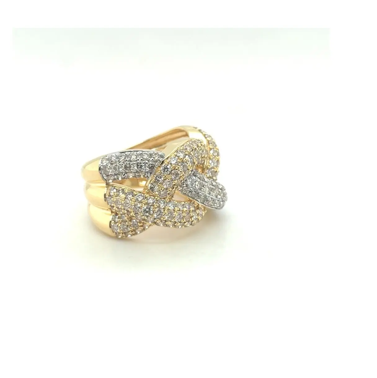 Hot Sale Handmade Two Tone 14 Kt Real Diamond Finger Ring with 2.25 Diamond Ct for Girls Engagement Ring for Export