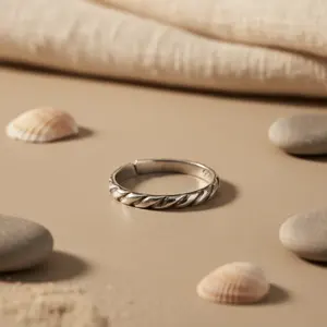 แหวนเงินแท้ 925 ลายเชือกบิด สำหรับผู้หญิง สวมใส่ได้ทุกวัน ประเภทสินค้า แหวน นาฬิกา - Product Image 2