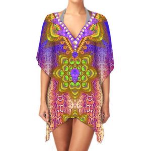 Kimono élégant imprimé ethnique, léger, col en V, mousseline de soie décontractée à manches longues pour femmes, couverture de superposition à vendre - Product Image 3