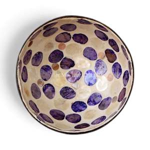 Bol en noix de coco laqué nacre, fait main, incrustation naturelle de coquille de noix de coco, décoration durable et écologique - Product Image 1