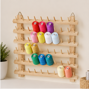 Wood Thread Spool Rack 5 Tier <b>Wall</b> <b>Hanging</b> Minimalist <b>Storage</b> Holder for Sewing Supplies Wooden Sewing Thread Rack - Product Image 1