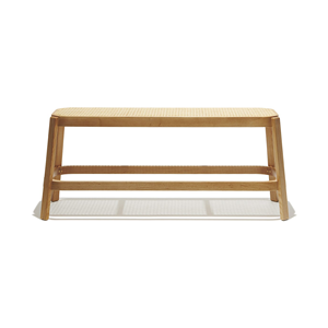 Cristty Long Oval <b>Bench</b> with <b>Seat</b> Woven Rattan Solid Teak Wood with natural color for Indoor and Outdoor Use. - Product Image 2