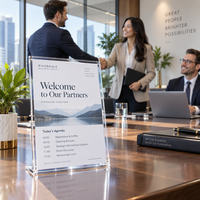 Support de table en acrylique personnalisé, présentoir en plastique transparent pour les bureaux d'entreprise, les salles de réunion, la promotion des entreprises