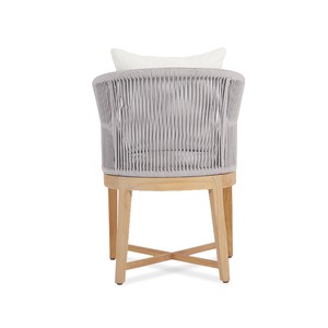Chaise de salle à manger extérieure en bois de teck de style minimaliste avec corde adaptée aux chaises de restaurant, à la villa d'hôtel et au bar - Product Image 4