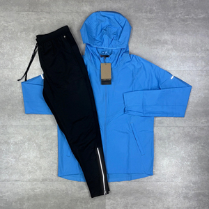 Custom <b>Men</b> Regular 100% Polyester Winter Tracksuit Set Quick Dry Windproof Drawstring Reflective Zipper Full Length Jogger Pants - Product Image 1