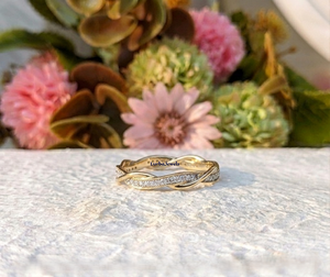 LURBA JEWELS 14K Yellow Gold Twisted Infinity Moissanite Certified Wedding Band Women Pave Band Stackable <b>Ring</b> Minimalist <b>Ring</b> - Product Image 3