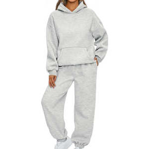 New Design Wholesale Acid Wash 100% Cotton Breathable Casual Wear 2 Piece Set <b>Tracksuit</b> for Women's - Product Image 1