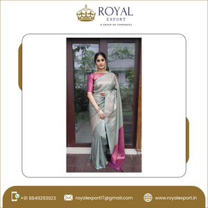 Ropa de fiesta de boda de lujo, diseñador de moda, Banarasi de plata pura, Zari tejido, Saree de seda suave de fabricante indio - Product Image 3