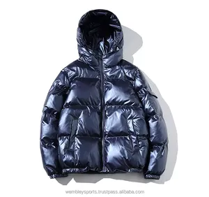 Jaqueta parka brilhante masculina, casaco de algodão grosso preto com bolhas, puffer, streetwear, casaco acos acolchoados