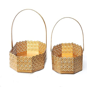 Cesto de metal adornado e intrincado diseñado para regalo elegante y artístico para devolución y regalo de boda a precio mayorista - Product Image 6