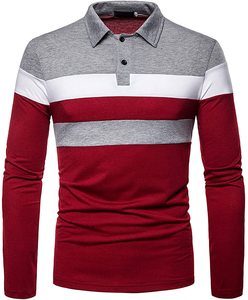 Camisas ajustadas informales para hombre, Polo de manga larga de Color puro, camisetas a la moda - Product Image 3