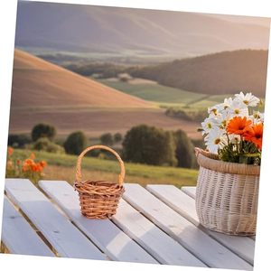 Elegant Miniature <b>Rattan</b> Storage <b>Basket</b> Charming Home Wedding and Craft Displays for Mini Flowers for <b>Laundry</b> <b>Baskets</b> - Product Image 3