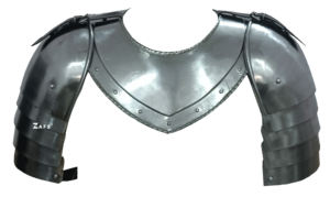 Juego de gorget y pauldron de acero suave medieval para disfraces o recreación de artesanías de magnesia hechas a mano - Product Image 5