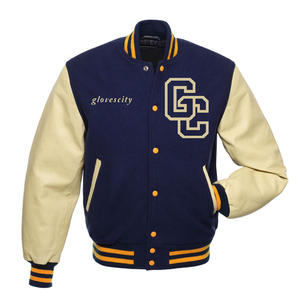 Chaqueta Universitaria de Lana Personalizada para Invierno, Superventas, Diseño Clásico, Mangas de Cuero Genuino, Letra Bordada en la Parte Delantera - Product Image 1