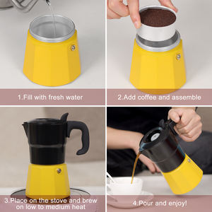 <span class=keywords><strong>Cafetière</strong></span> Moka en aluminium jaune de qualité alimentaire, 3 tasses, style <span class=keywords><strong>vintage</strong></span>, rétro, décoration de cuisine, <span class=keywords><strong>cafetière</strong></span> à expresso pour un usage quotidien - Product Image 5